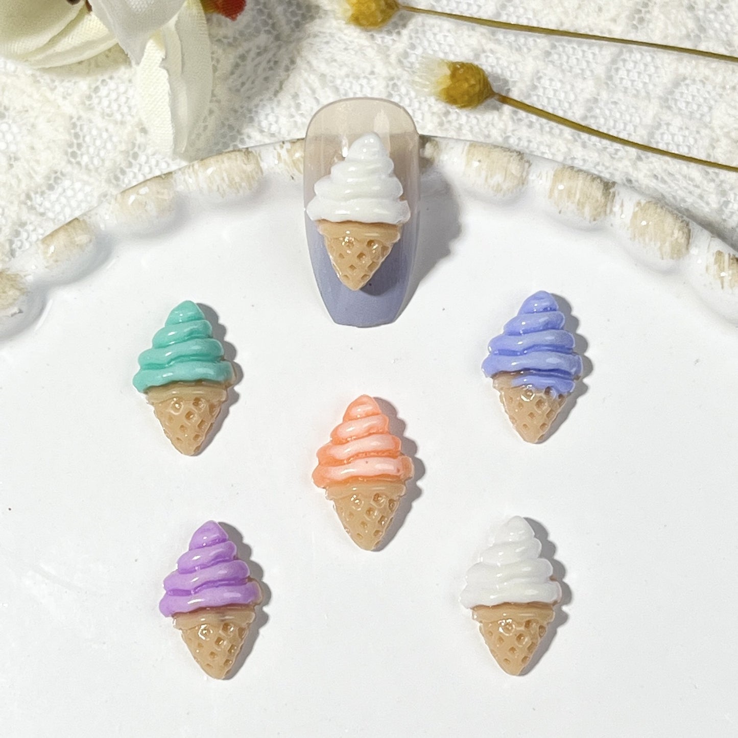 luminous ice cream nail charms