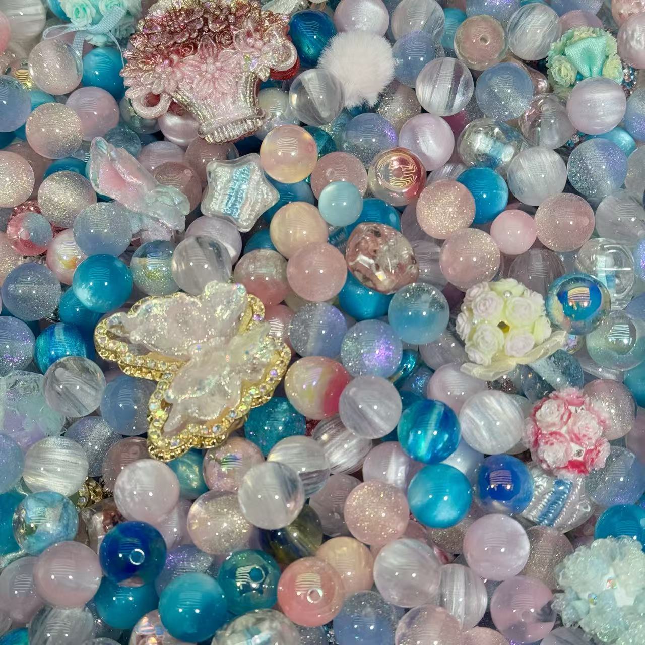 Rsein beads-Blue Pink (for beadable pens, keychains, phone chains)
