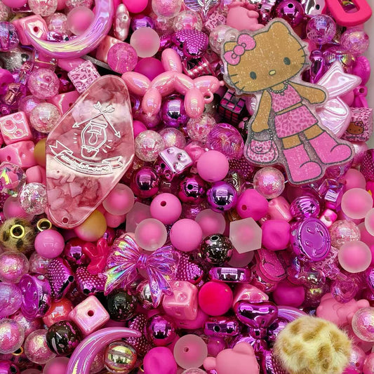 Acrylic beads- Hot pink  (for beadable pens, keychains, phone chains
