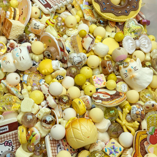 Acrylic beads- cute yellow mix (for beadable pens, keychains, phone chains)