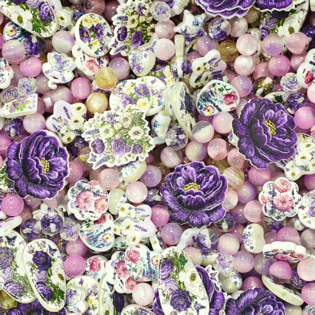 Acrylic beads - Purple peon (for beadable pens, keychains, phone chains)