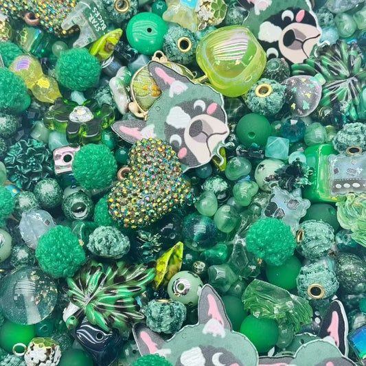 Acrylic beads-Emerald green  (for beadable pens, keychains, phone chains)