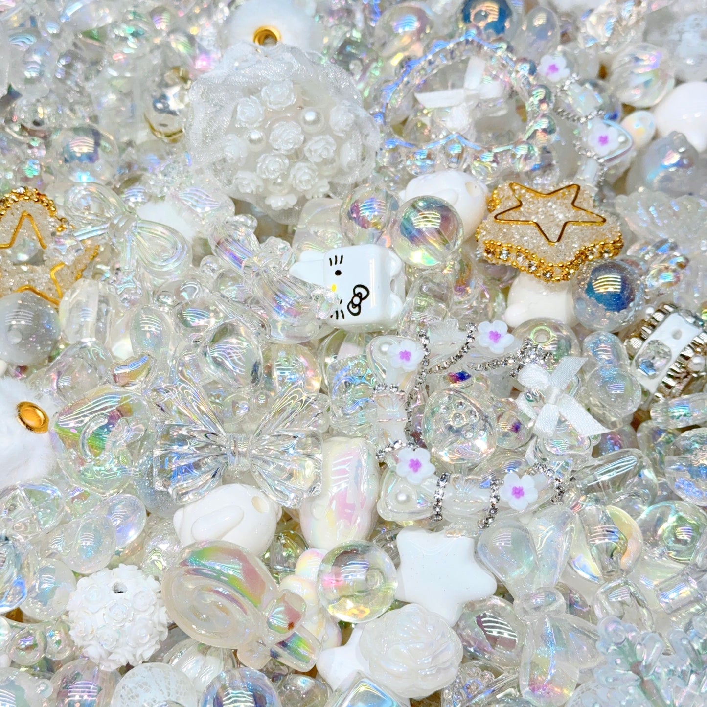 Acrylic beads-Snowy Dream(white) for beadable pens, keychains, phone chains