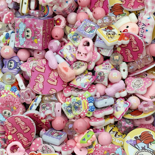 Acrylic beads-Labubu Pink Party (for beadable pens, keychains, phone chains)