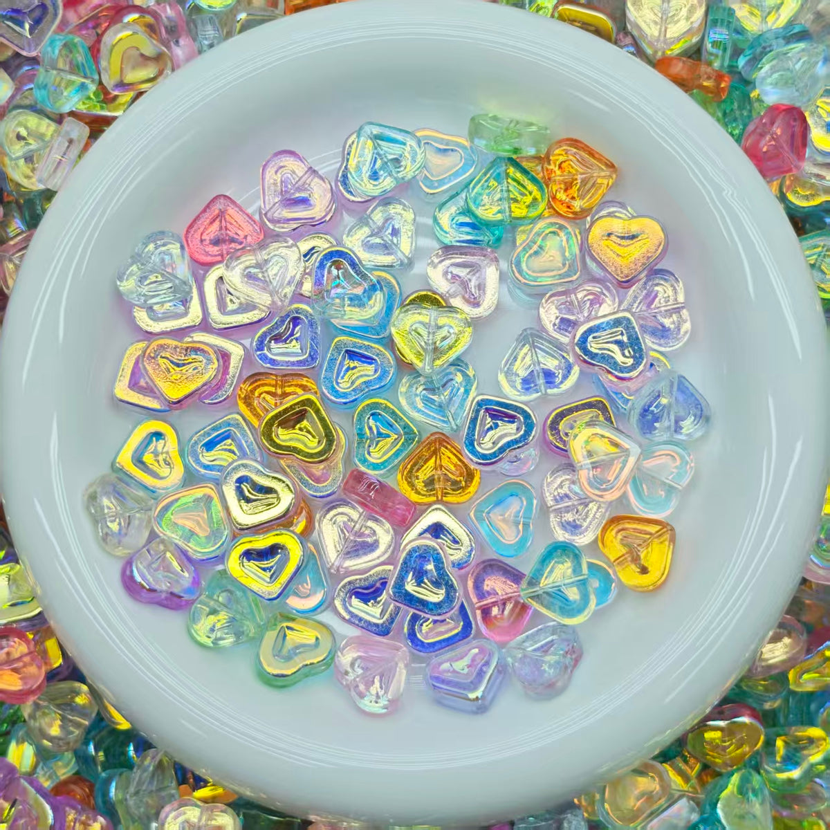 High quality Blingbling glass beads -AB Hollow heart (for keychains, phone chains,bracelet, necklace）