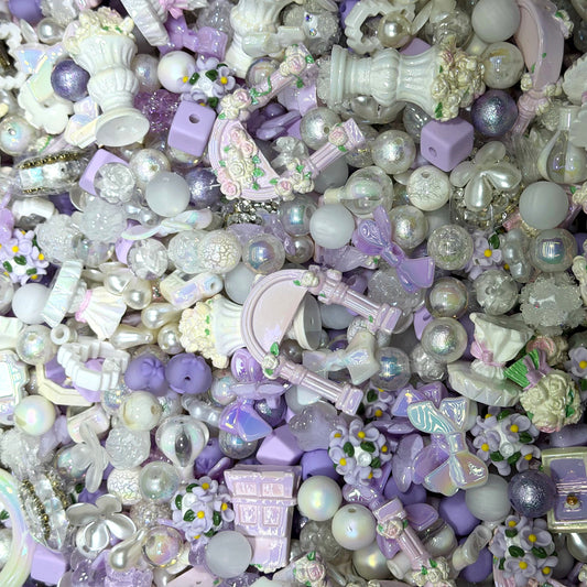Acrylic beads-Elegant Purple Wedding (for beadable pens, keychains, phone chains)