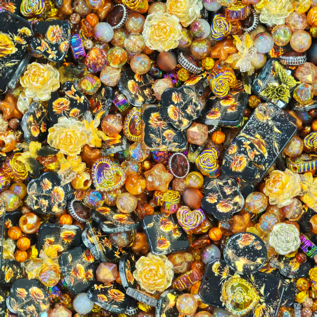 Acrylic Beads -Gold roses (for beaded pen, keychains, phone chains)