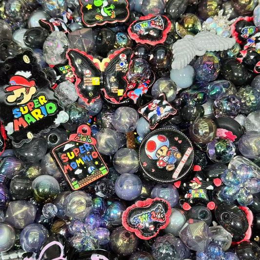 Acrylic beads-Black Mario（for beadable pens, keychains, phone chains