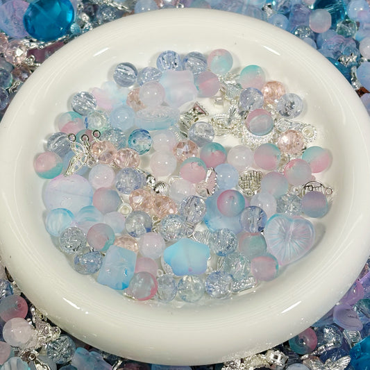 Glass beads- Pink Blue(for beadable pens, keychains, phone chains)