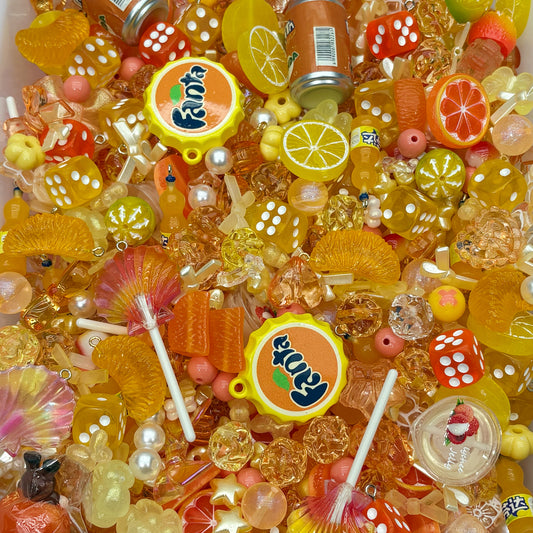 Acrylic Beads - Orange mix  (for beadable pens, keychains, phone chains)