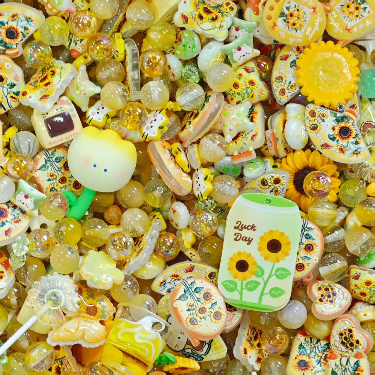 (BOGO)Acrylic beads- Sunflower (for beadable pens, keychains, phone chains)