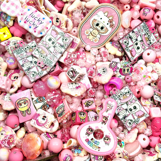 [LAST ONE]Acrylic beads-CUTE LBB(Pink) for beadable pens, keychains, phone chains LAST ONE