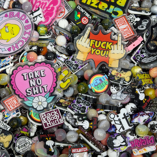 Acrylic beads-Naughty Word(for beadable pens, keychains, phone chains)