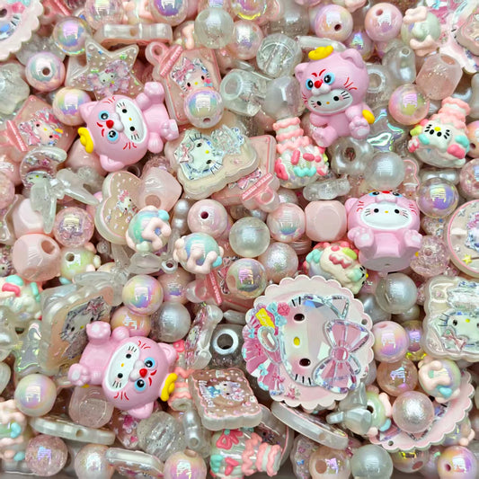 Acrylic Beads -Diamond kitty (for beadable pens, keychains, phone chains)