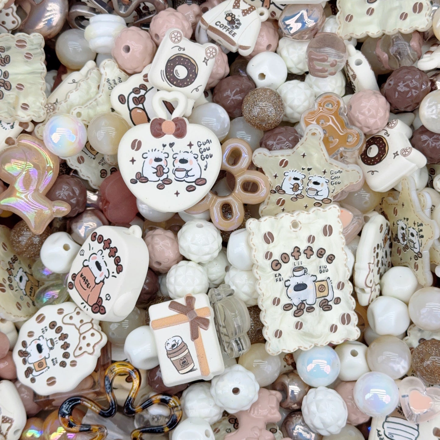 Acrylic Beads -Coffee puppy  (for beaded pen, keychains, phone chains)