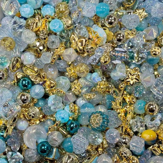 Acrylic beads-Bule gold (for beadable pens, keychains, phone chains)