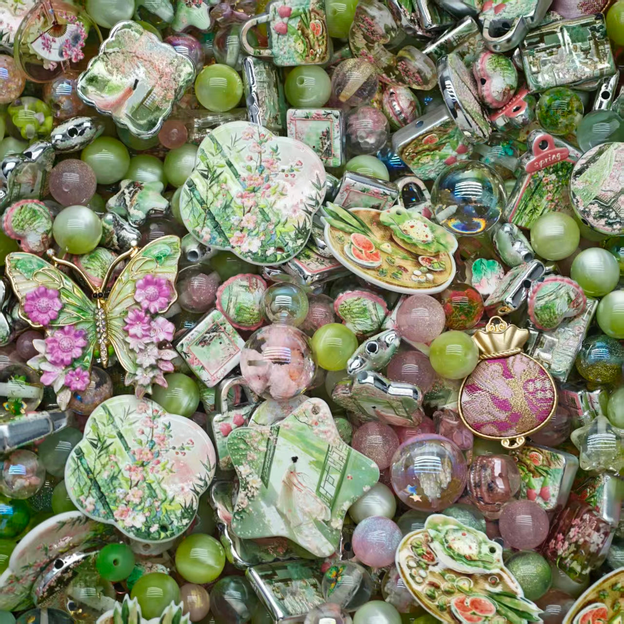 Acrylic Beads - Spring garden (for beaded pen, keychains, phone chains)