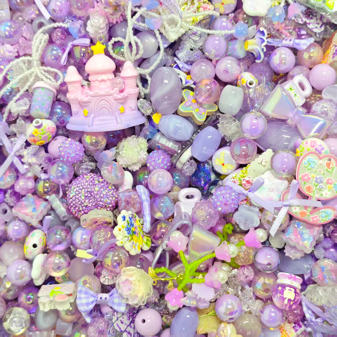 Acrylic Beads -Purple castle (for keychains, phone chains)
