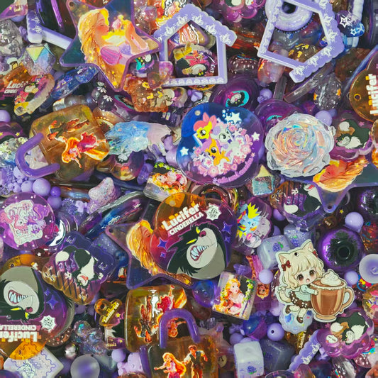 Big sale！！Acrylic Beads -Purple pictures beads mix  (for beaded pen, keychains, phone chains)