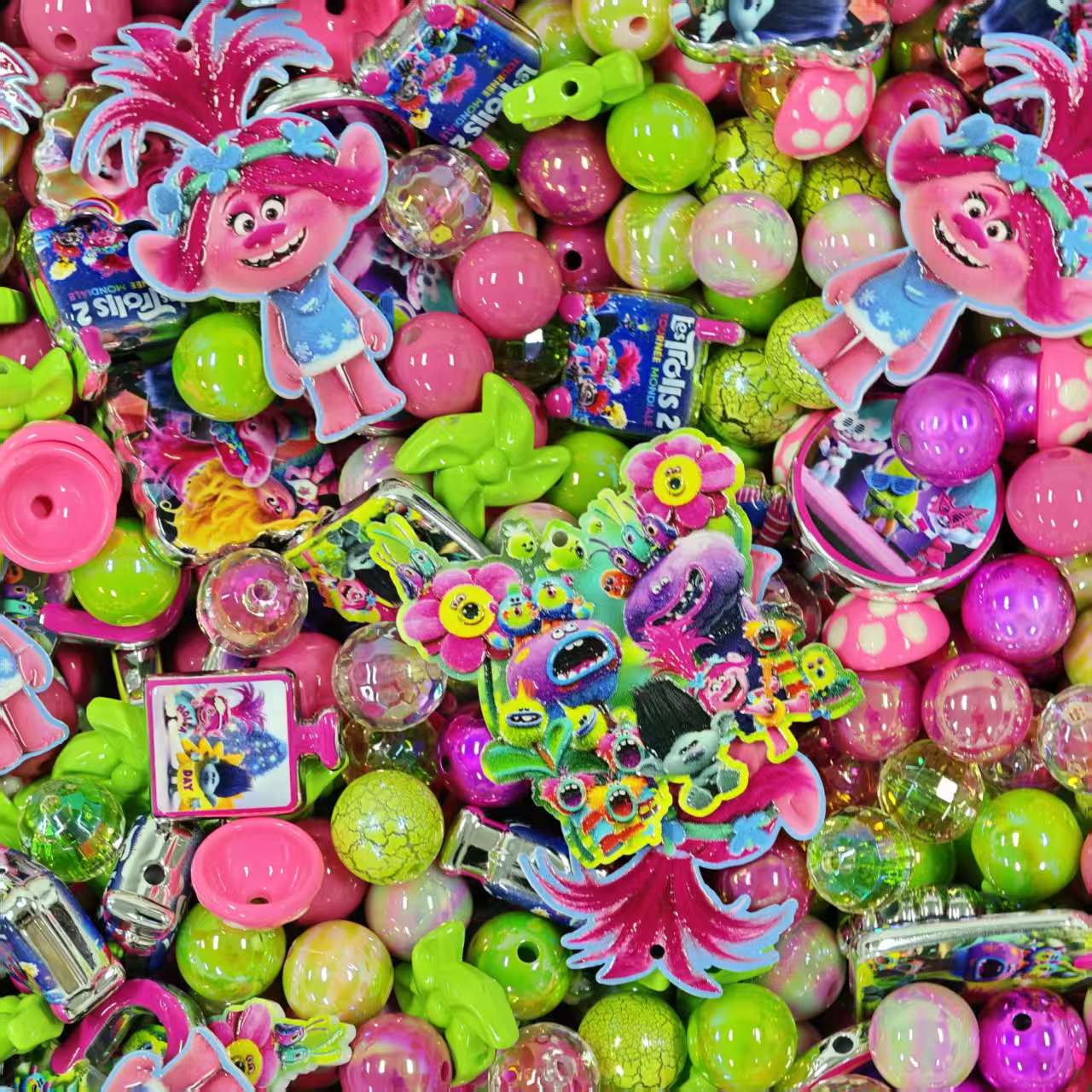Acrylic beads - Trolls (for beadable pens, keychains, phone chains)