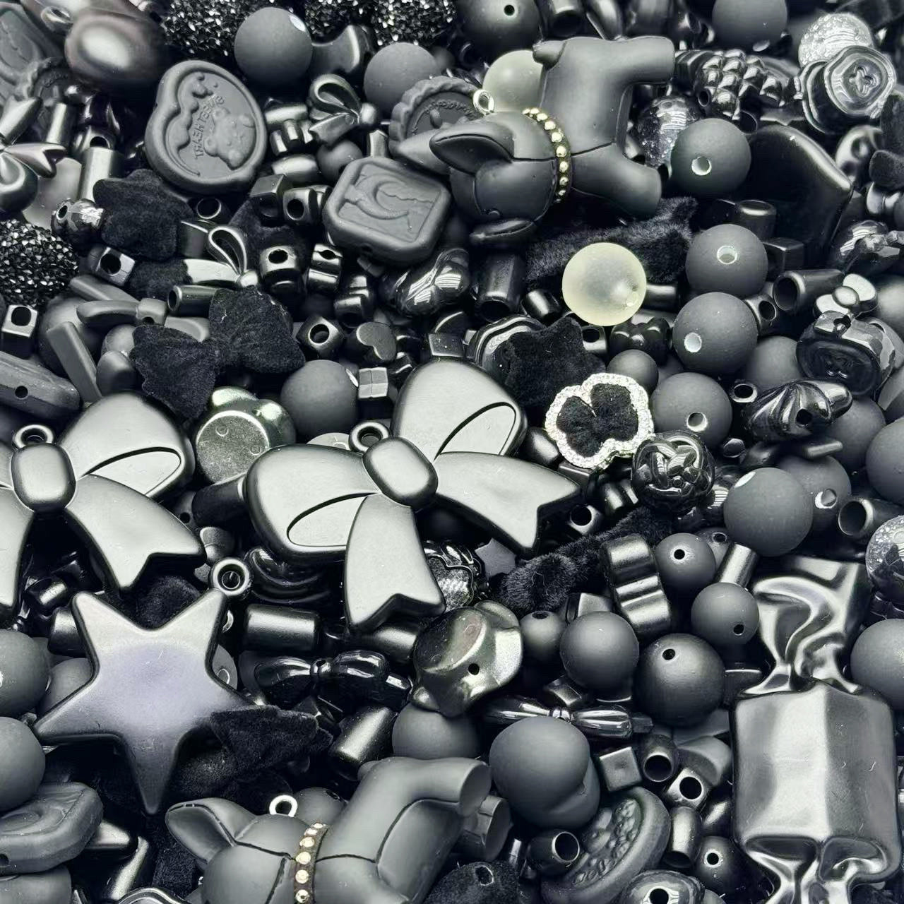 Acrylic beads-Black Black Black (for beadable pens, keychains, phone chains)