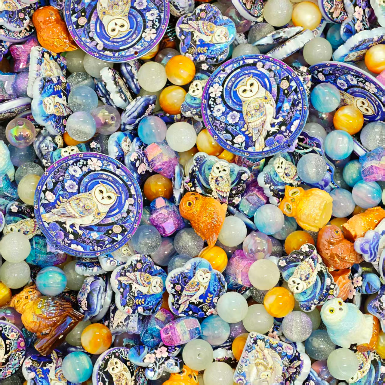 Acrylic beads - Purple owl (for beadable pens, keychains, phone chains)