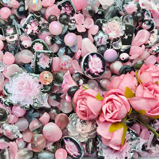 Acrylic Beads -Dark roses (for beadable pens, keychains, phone chains)
