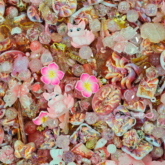 Acrylic beads - Pink fox (for beadable pens, keychains, phone chains)