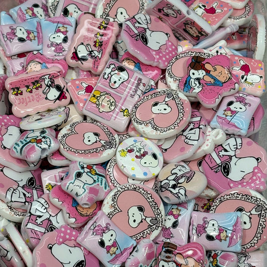 Acrylic Beads - Snoopy （Pink) (for beadable pens, keychains, phone chains)