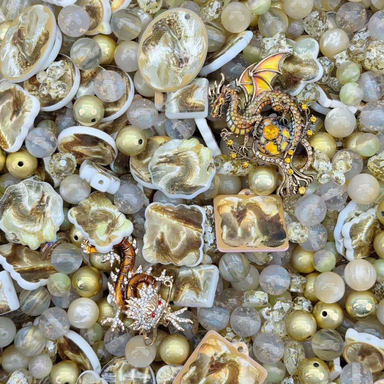 Acrylic Beads -Gold dragon(for beaded pen, keychains, phone chains)