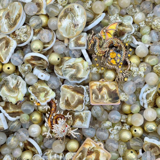Acrylic Beads -Gold dragon(for beaded pen, keychains, phone chains)