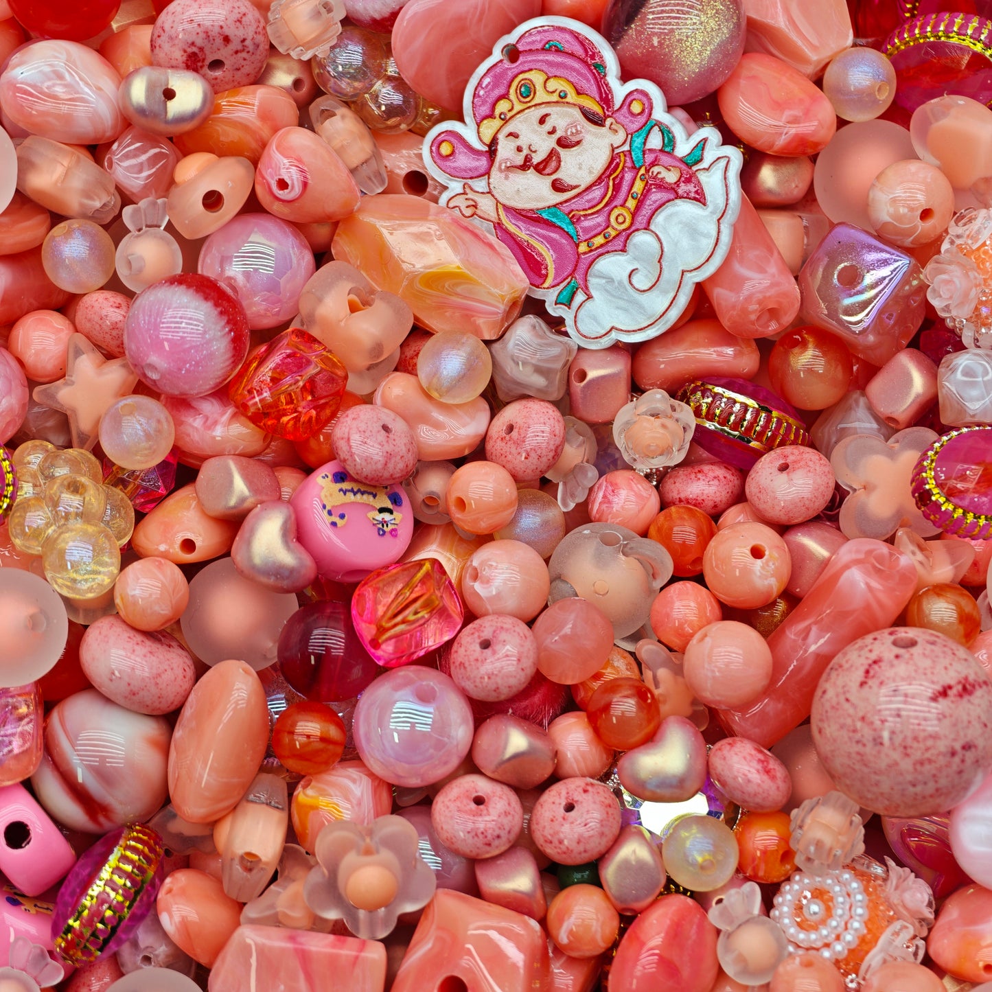 Acrylic beads-Peach Blossom (for beadable pens, keychains, phone chains)