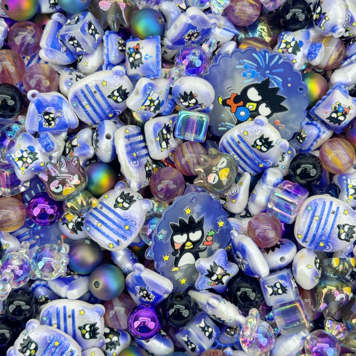 Acrylic Beads -Purple badtz(for beaded pen, keychains, phone chains)