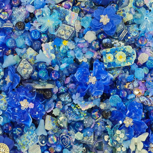 Acrylic Beads -Dark blue roses (for beaded pen, keychains, phone chains)
