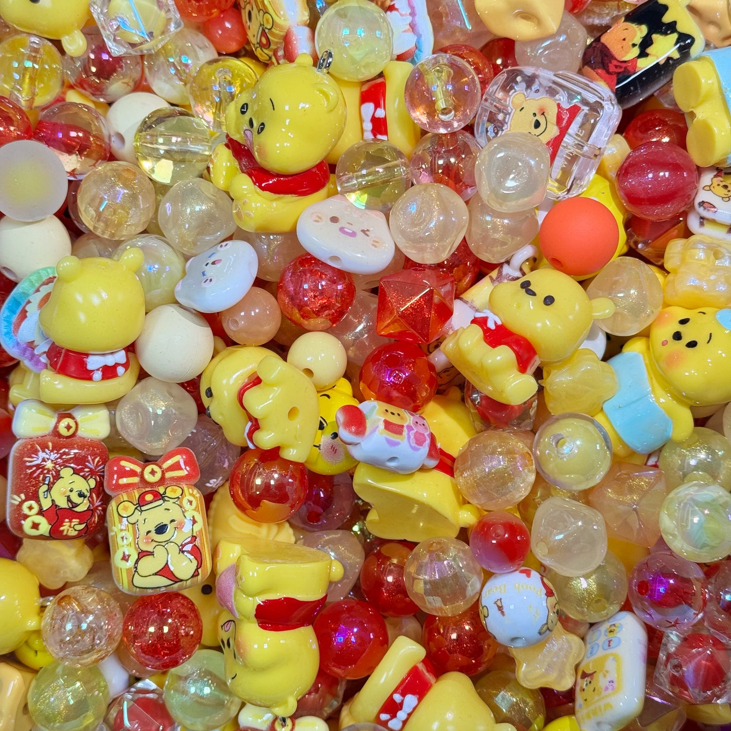 Acrylic beads-Winnie the Pooh (for beadable pens, keychains, phone chains)