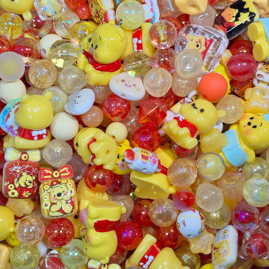 Acrylic beads-Winnie the Pooh (for beadable pens, keychains, phone chains)