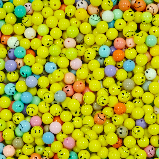 Acrylic Beads -12mm  Smiling face (for Bracelet, necklace, keychains, phone chains)