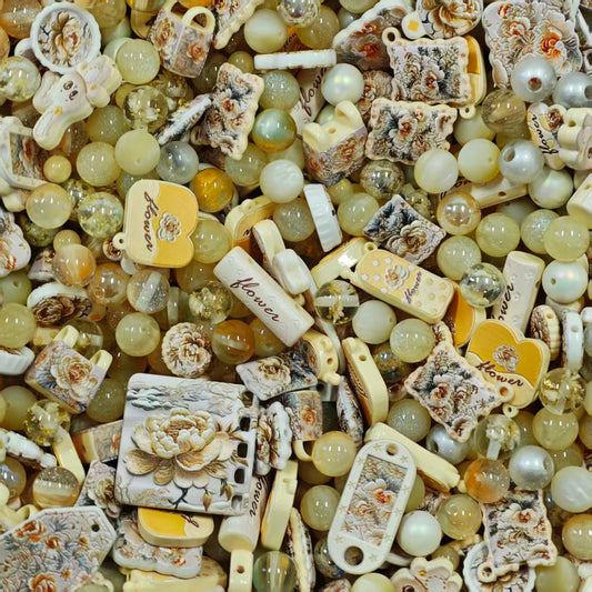 Acrylic Beads -Yellow lotus (for beaded pen, keychains, phone chains)