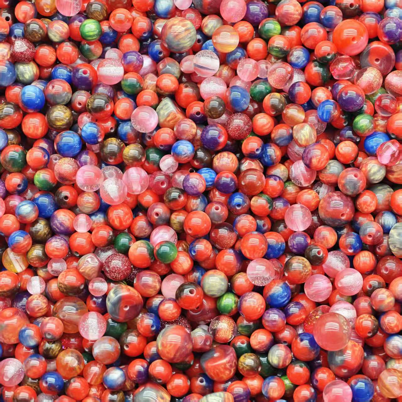 Crazy BOGO！ Resin beads - Colorful red (for beadable pens, keychains, phone chains)