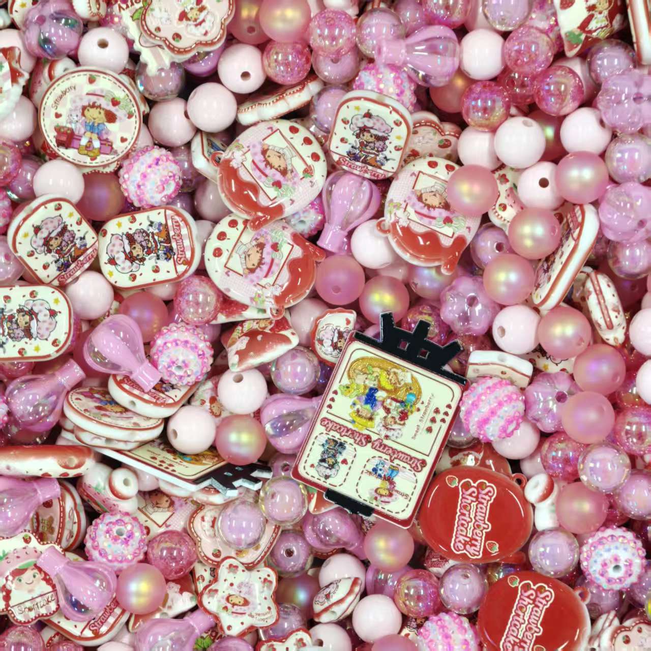 Acrylic Beads - Strawberry shortcake (for beaded pen, keychains, phone chains)