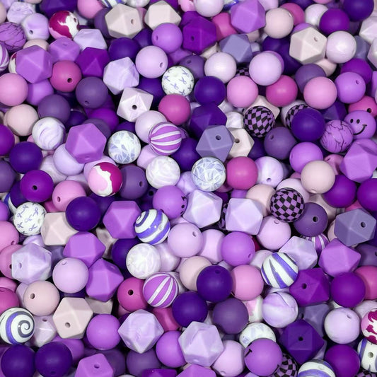 Silicon beads- purple mix (for beadable pens, keychains, phone chains