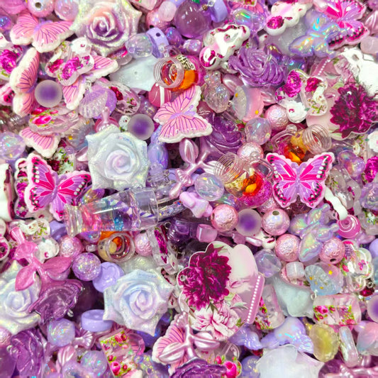 Acrylic Beads -Purple butterfly  (for keychains, phone chains)