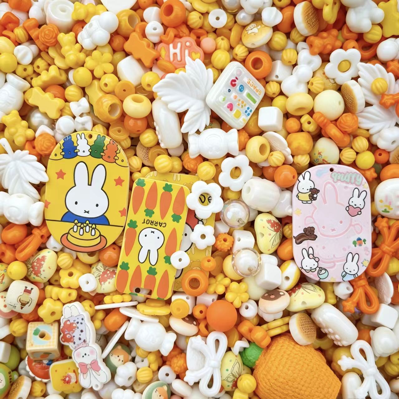 (BOGO)Acrylic beads- Orange Miffy (for beadable pens, keychains, phone chains)
