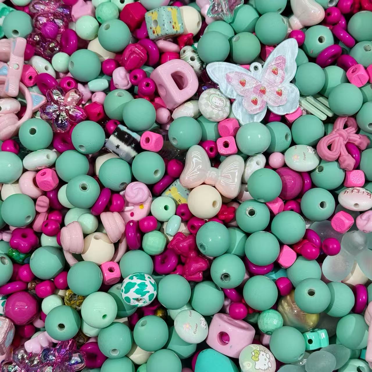 Acrylic beads-Tiffany Rose pink  (for beadable pens, keychains, phone chains)