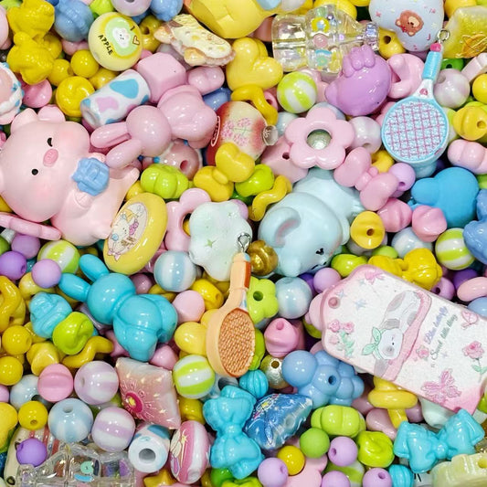 Acrylic beads- yellow blue (for beadable pens, keychains, phone chains)