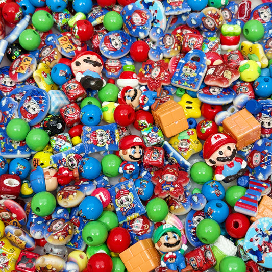 (LAST ONE )Acrylic beads-Mario Labubu (for beadable pens, keychains, phone chains)
