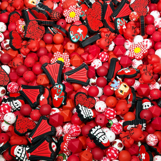 Silicon  beads- Red Mix(for beadable pens, keychains, phone chains)