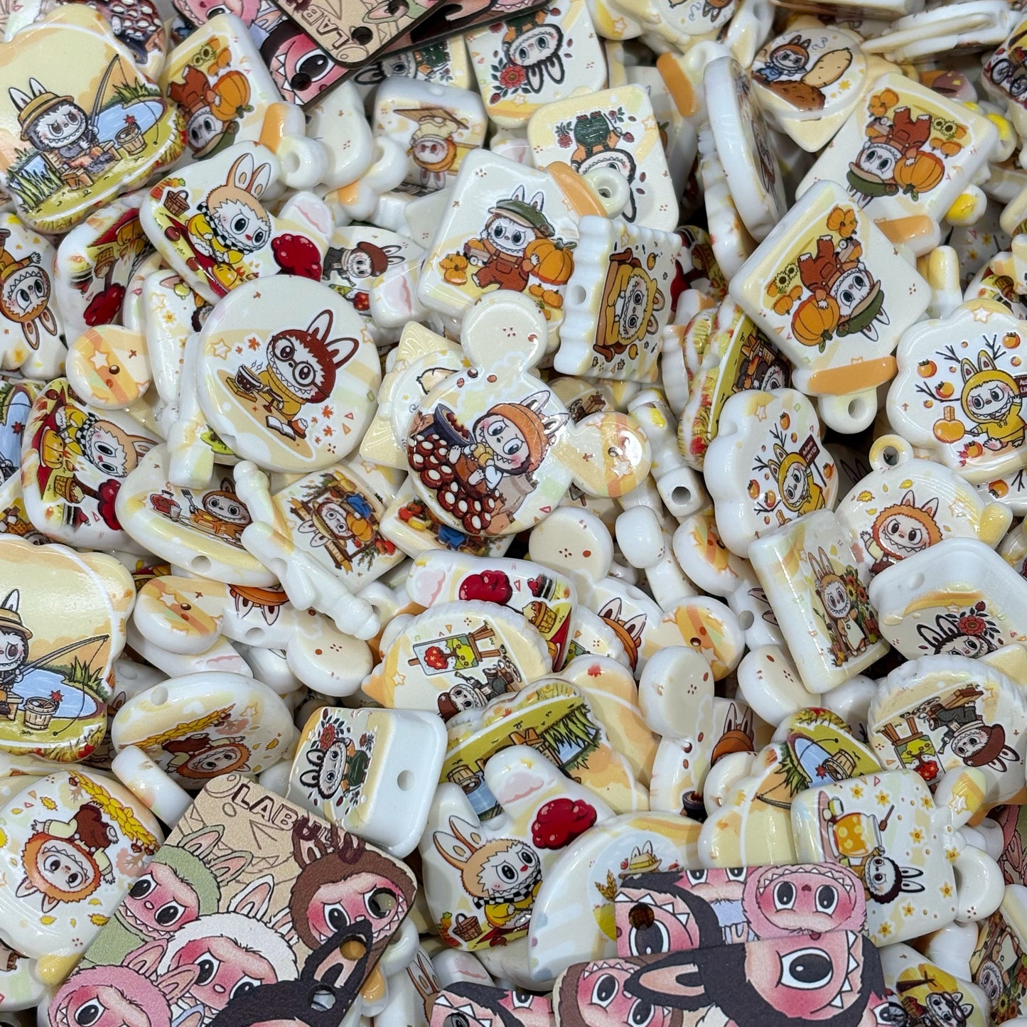 Acrylic beads-Yellow LABUBU (for beadable pens, keychains, phone chains)