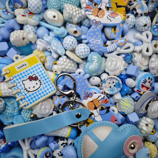 Acrylic beads-Blueberry Milk(Bule&White) (for beadable pens, keychains, phone chains)