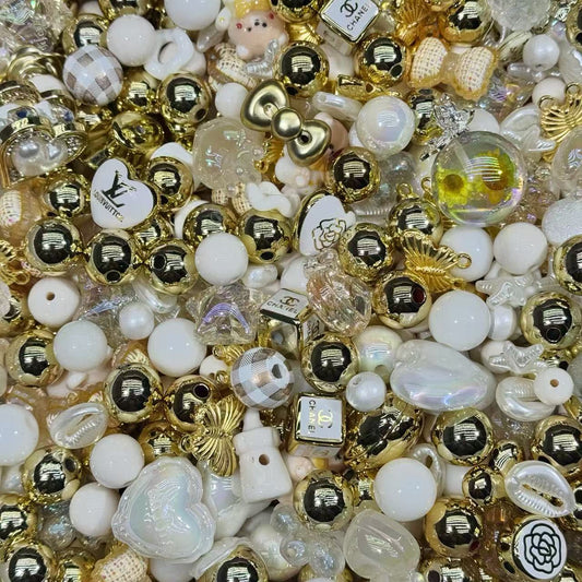 Acrylic beads-White gold (for beadable pens, keychains, phone chains)